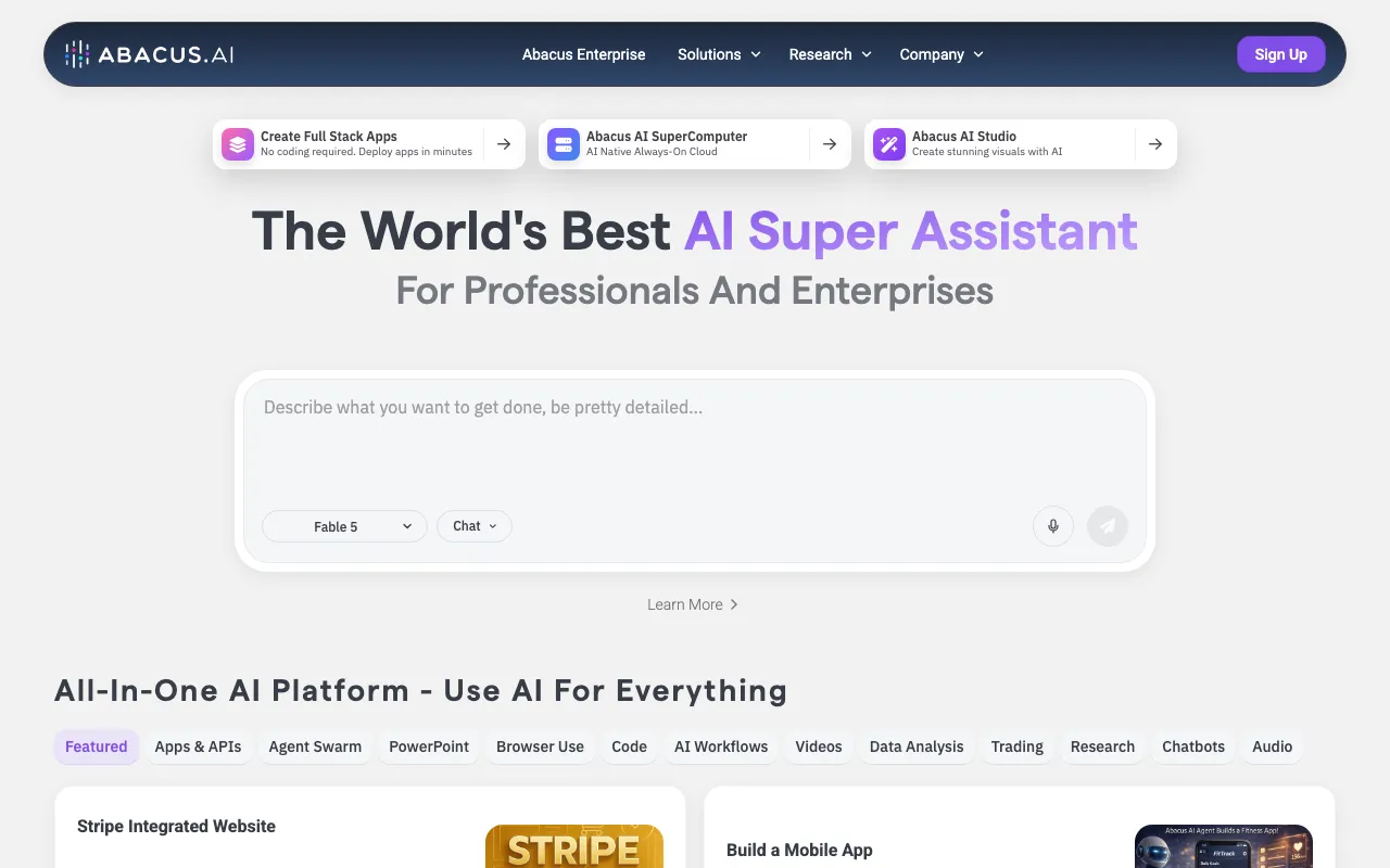 Screenshot of Abacus.AI