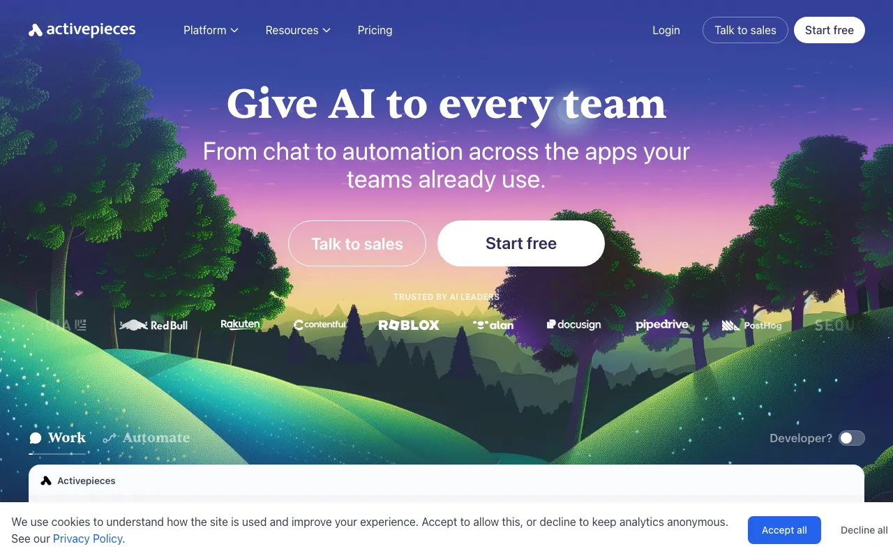 Screenshot of Activepieces