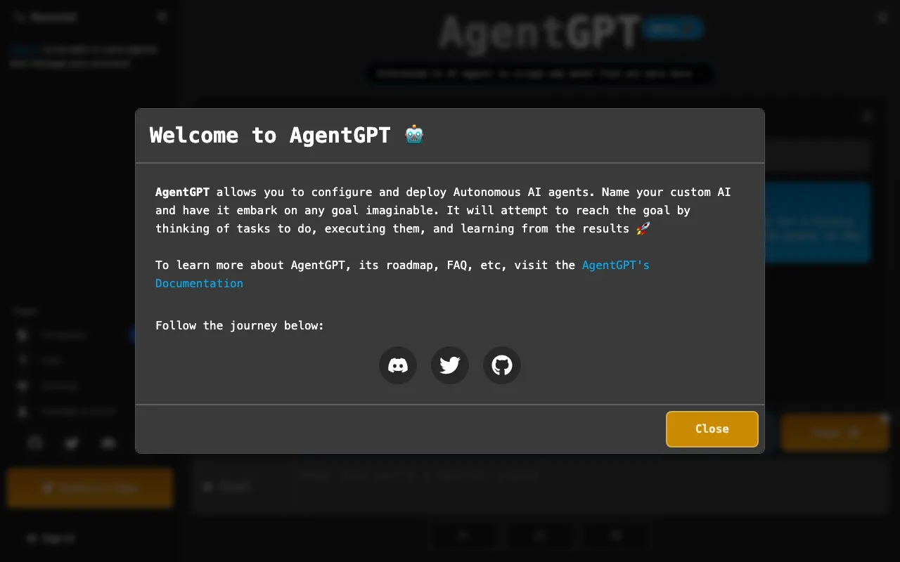 Screenshot of AgentGPT