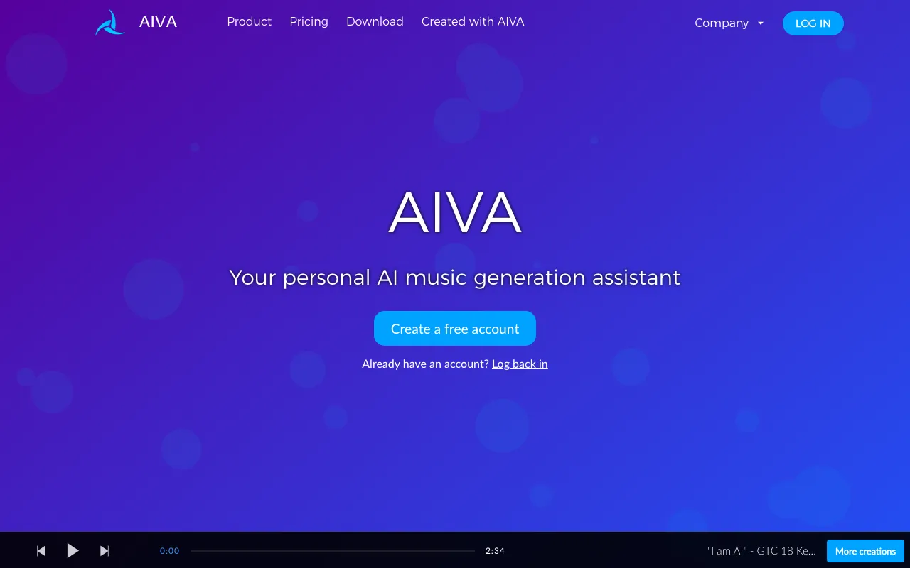 Screenshot of AIVA