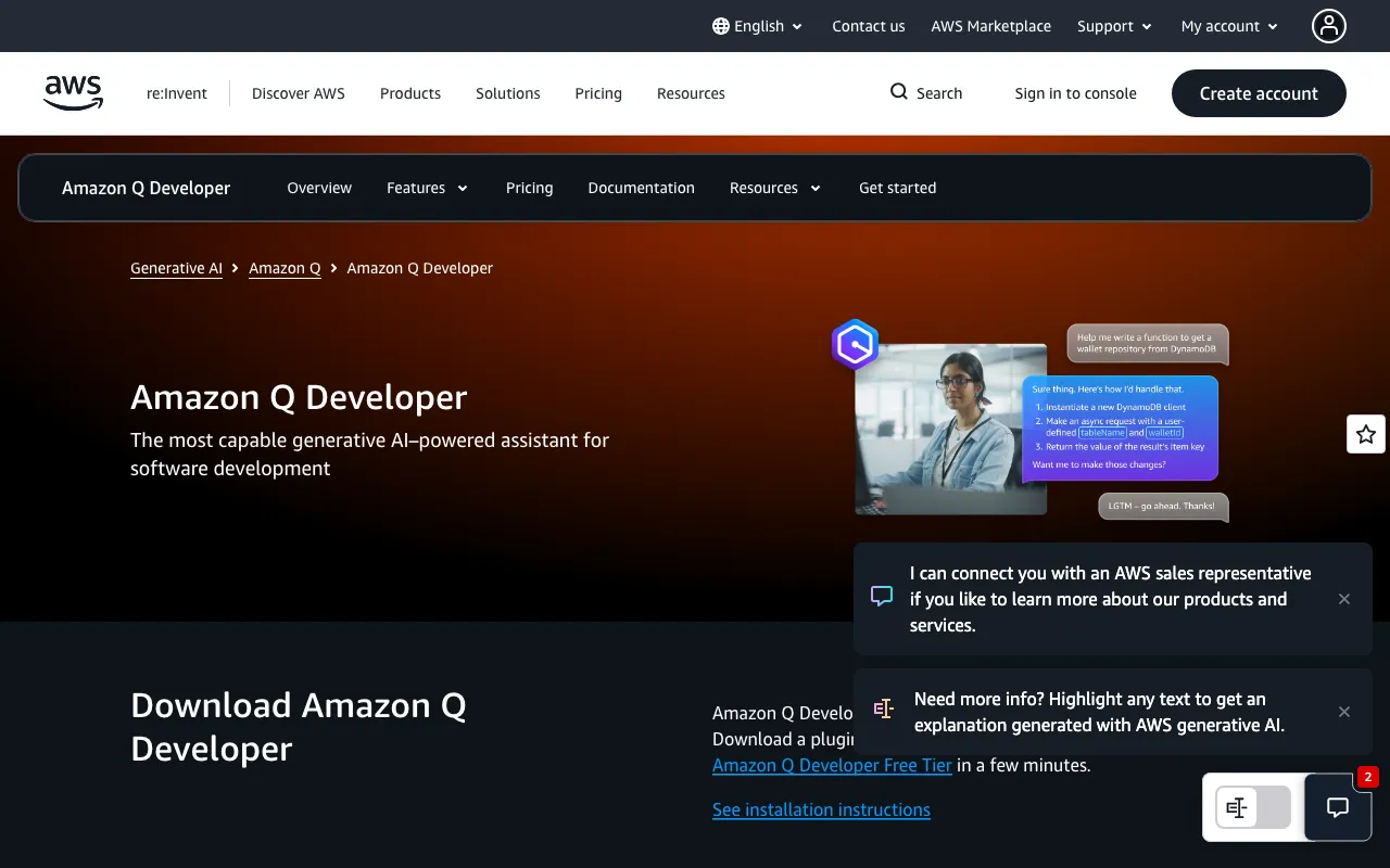 Screenshot of Amazon Q Developer