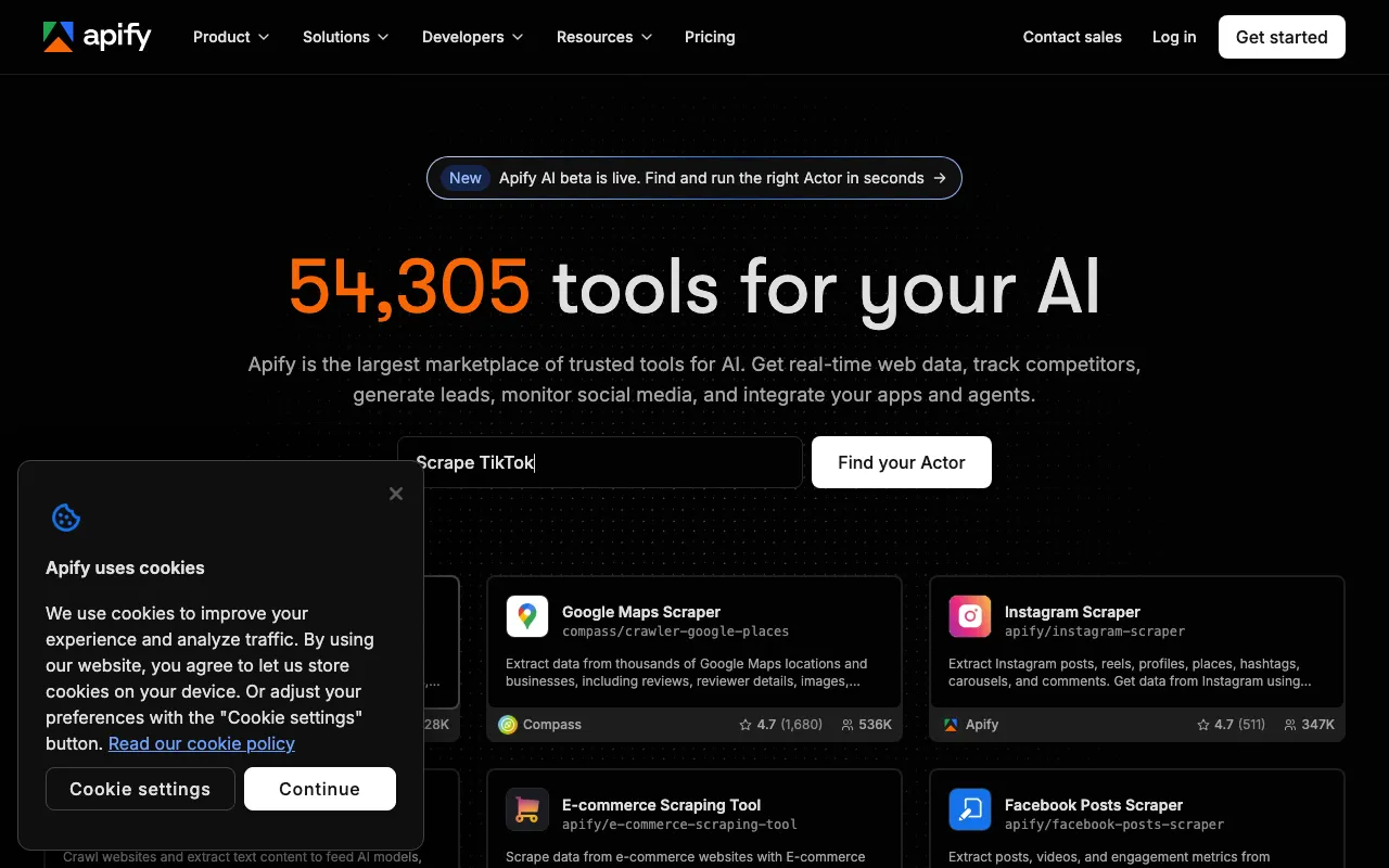 Screenshot of Apify