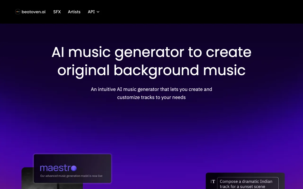 Screenshot of Beatoven.ai