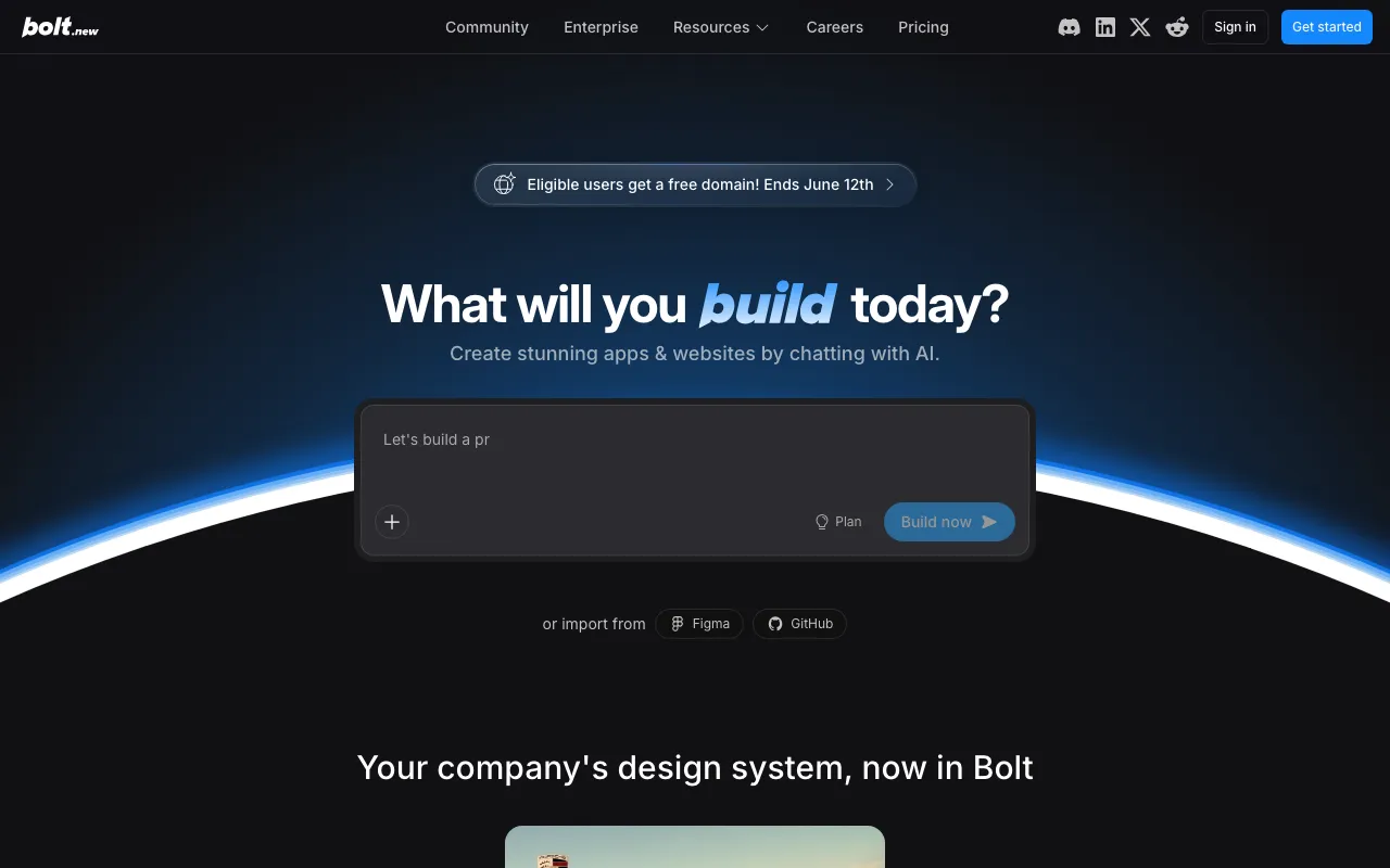 Screenshot of Bolt.new