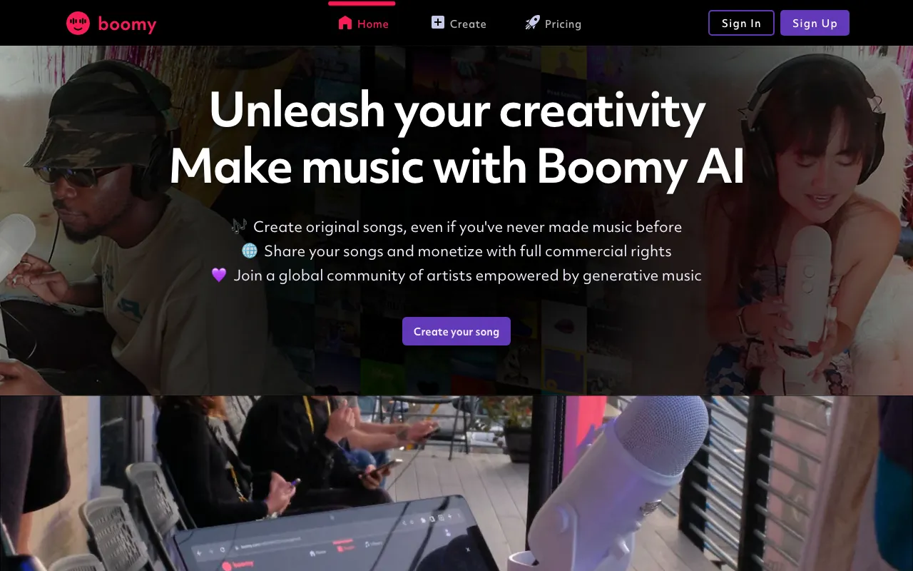 Screenshot of Boomy