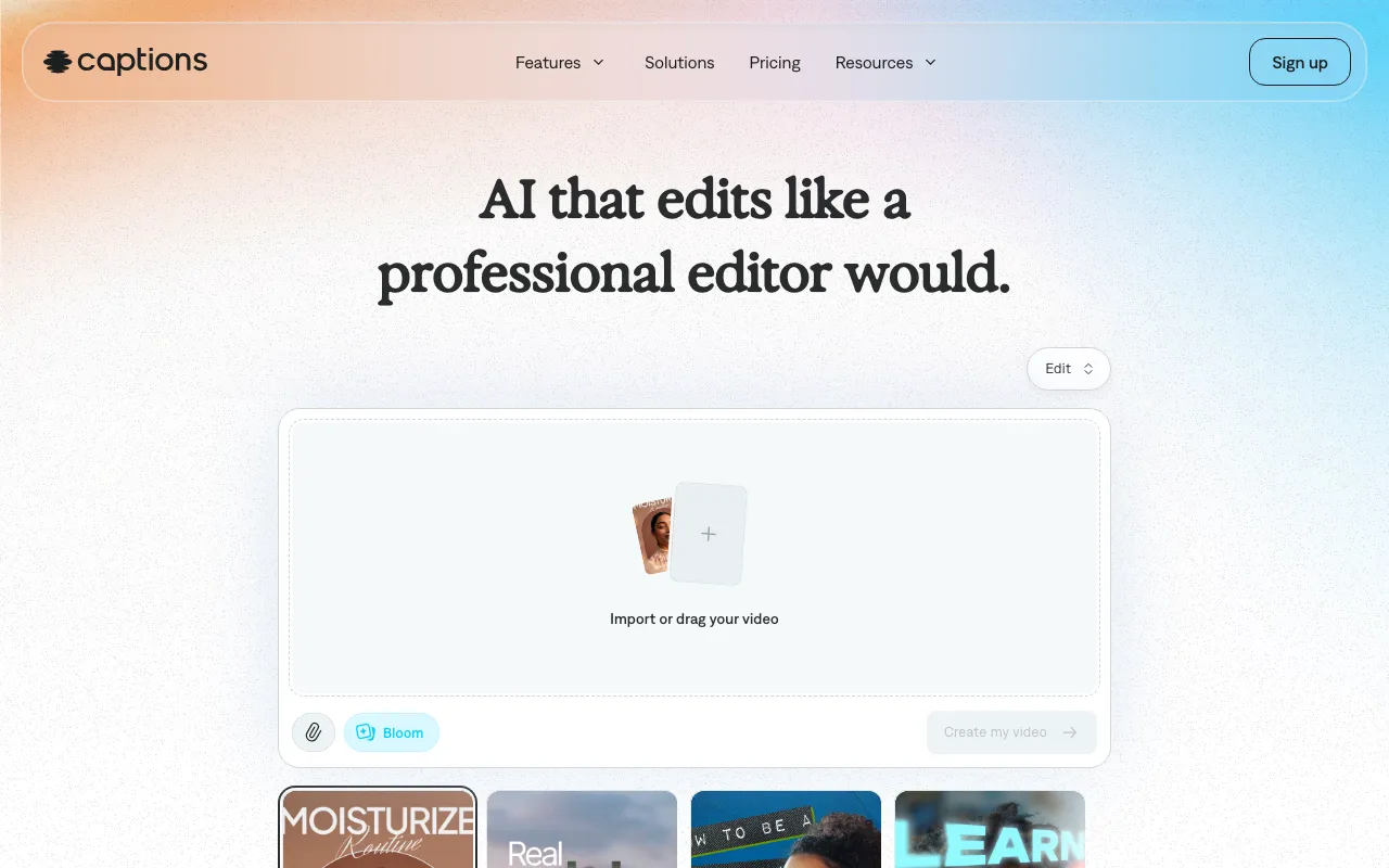 Screenshot of Captions
