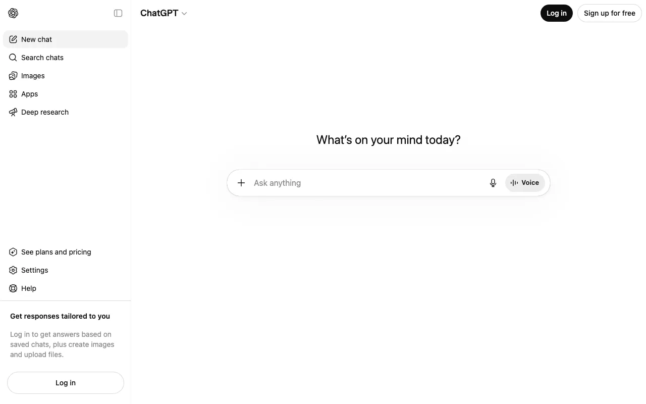 Screenshot of ChatGPT