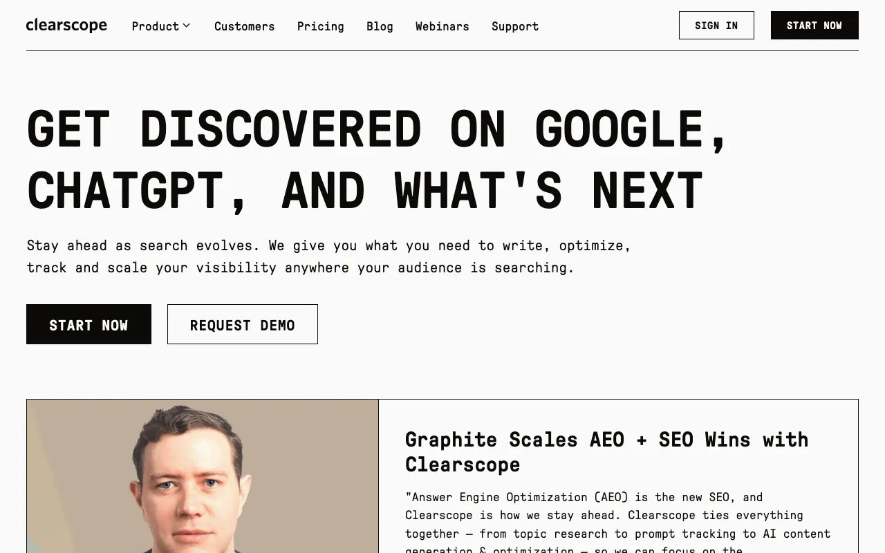 Screenshot of Clearscope