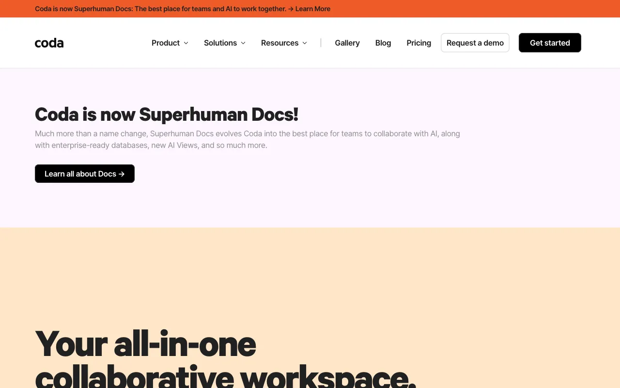 Screenshot of Coda