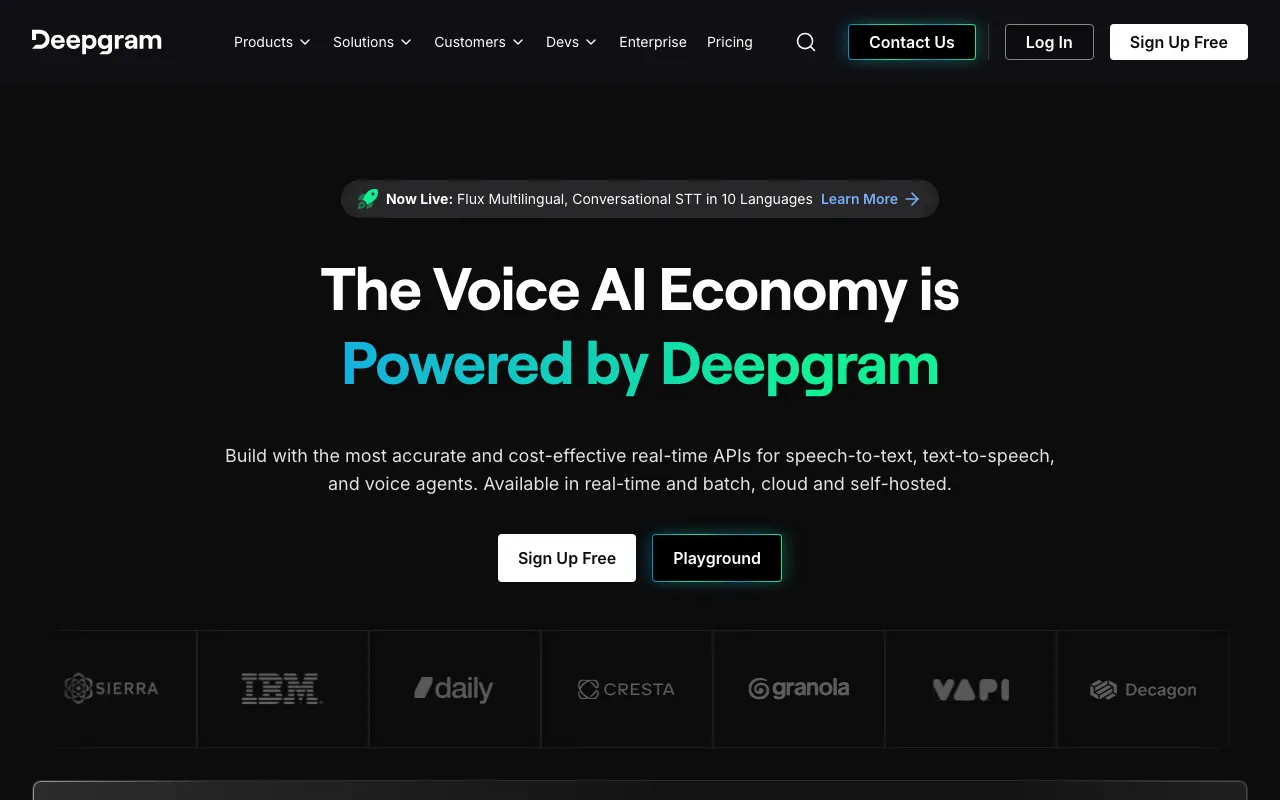Screenshot of Deepgram