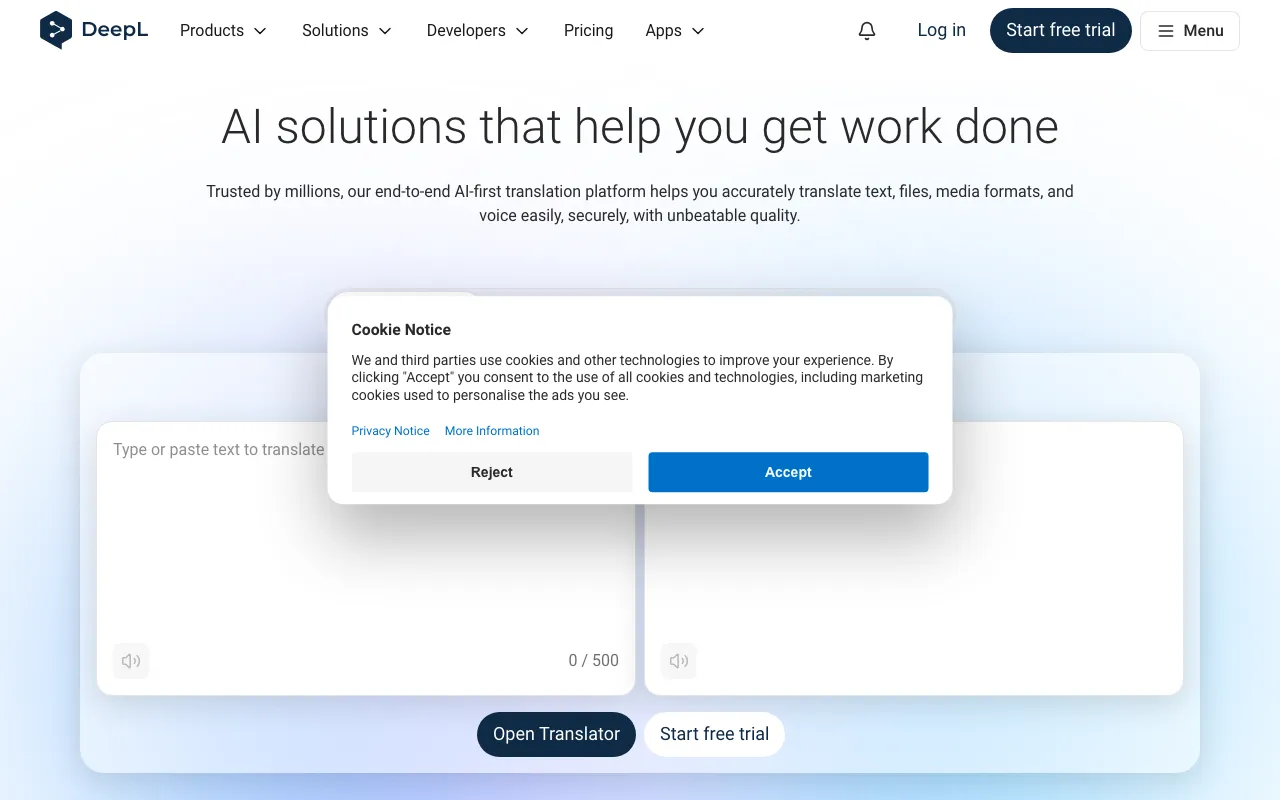 Screenshot of DeepL