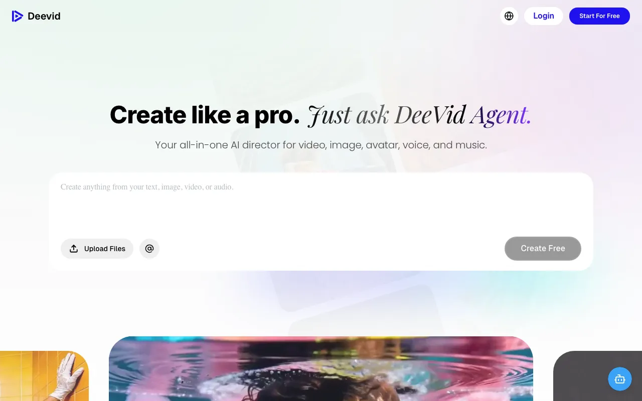 Screenshot of DeeVid AI