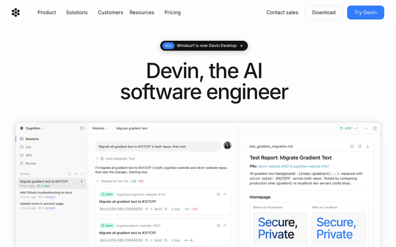Screenshot of Devin