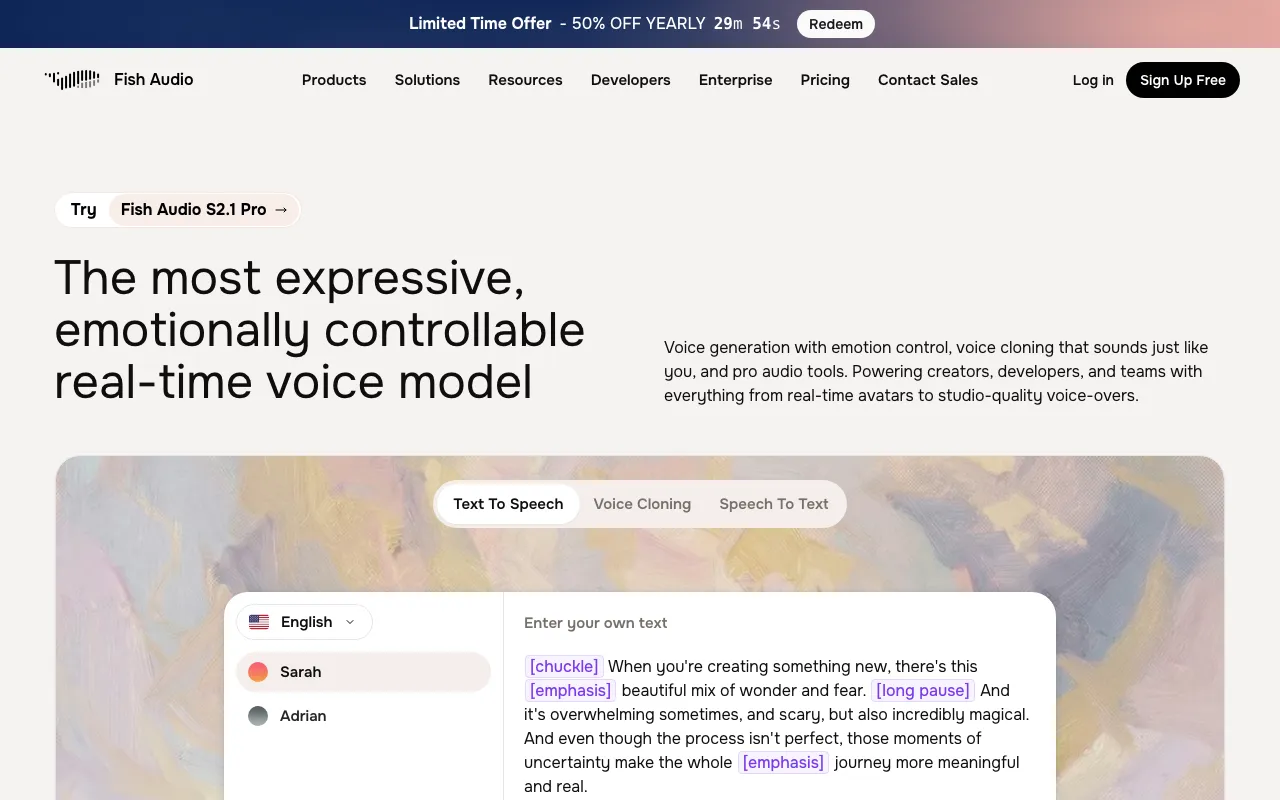 Screenshot of Fish Audio