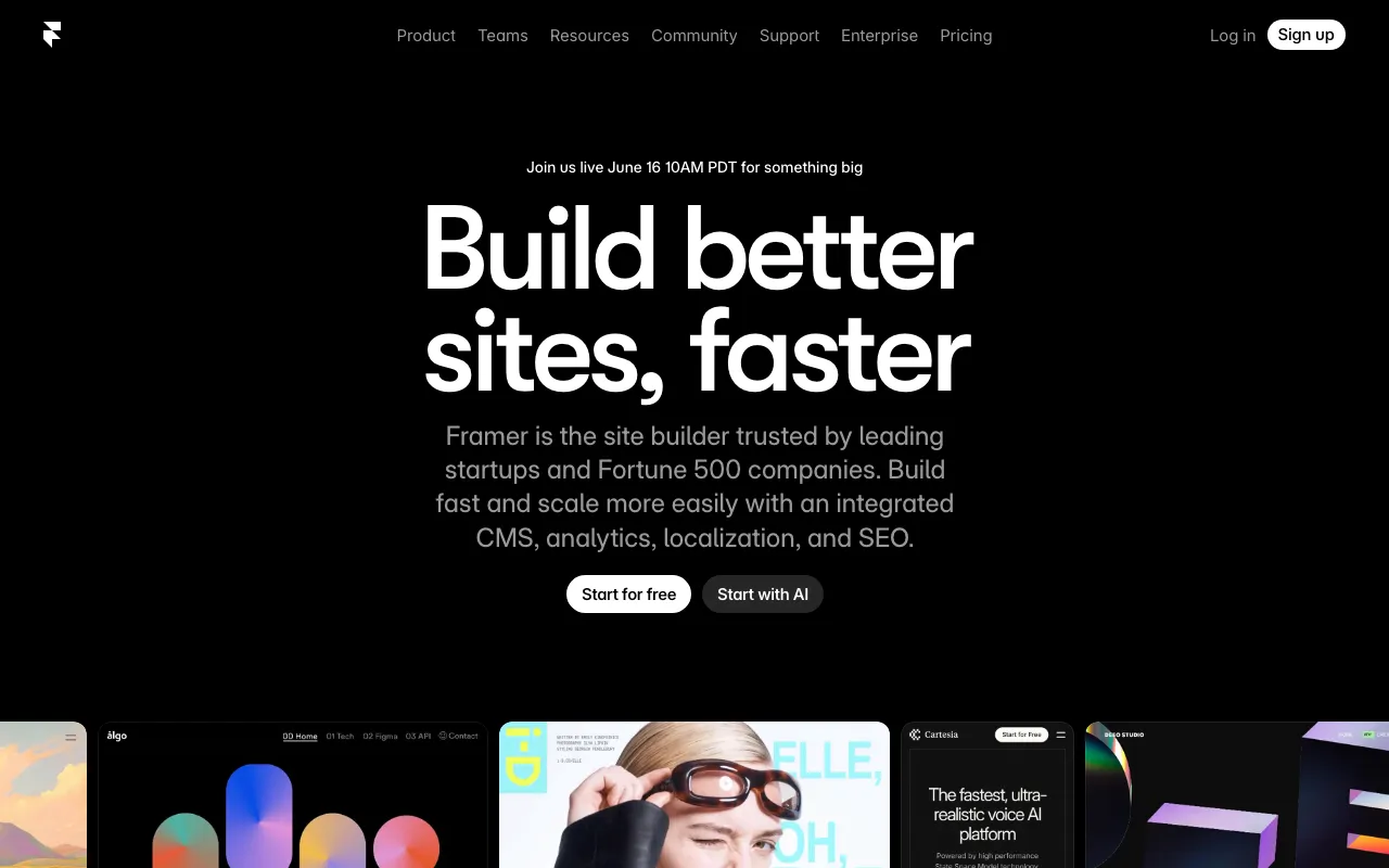 Screenshot of Framer