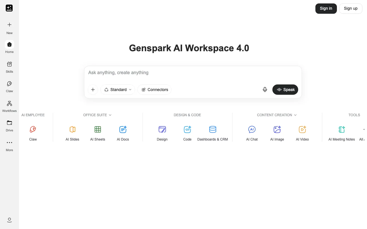 Screenshot of Genspark