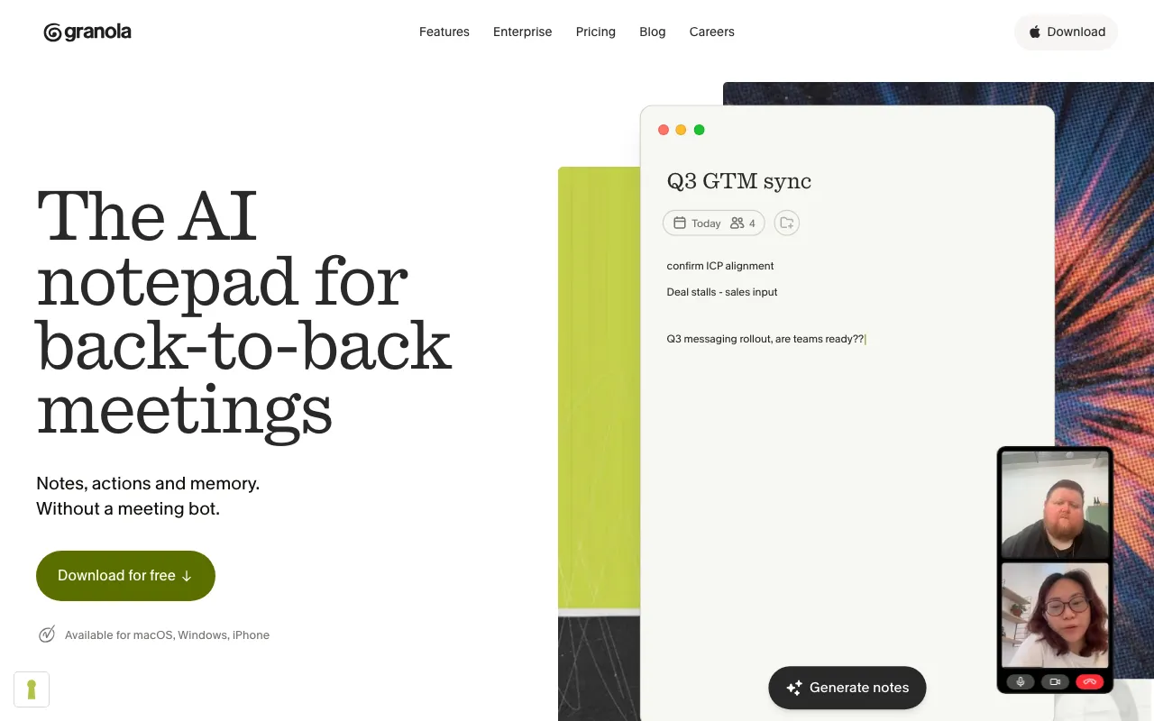 Screenshot of Granola