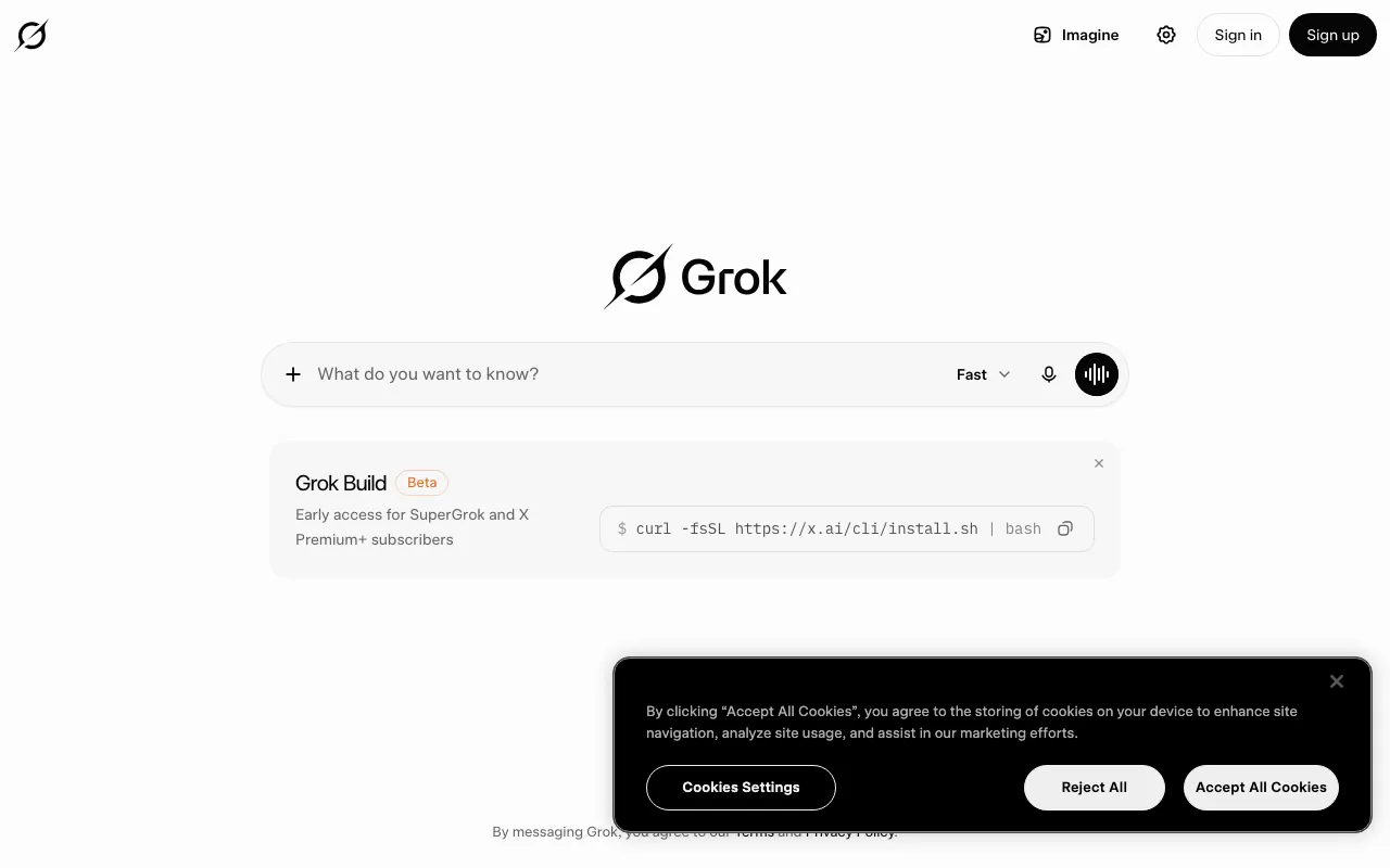 Screenshot of Grok