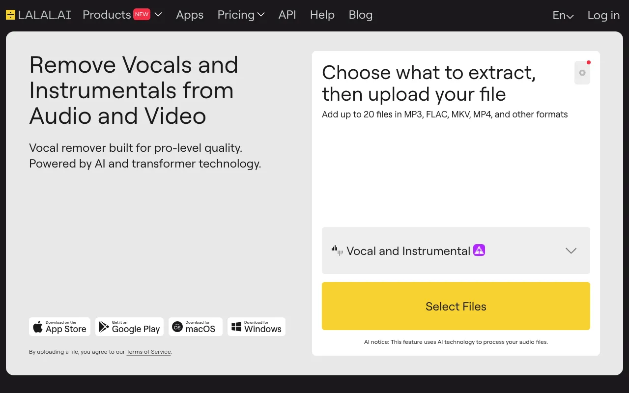 Screenshot of LALAL.AI