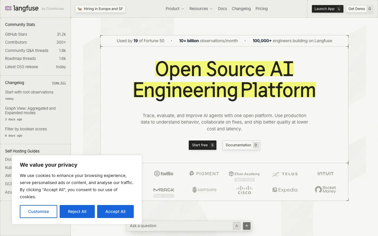 Screenshot of Langfuse