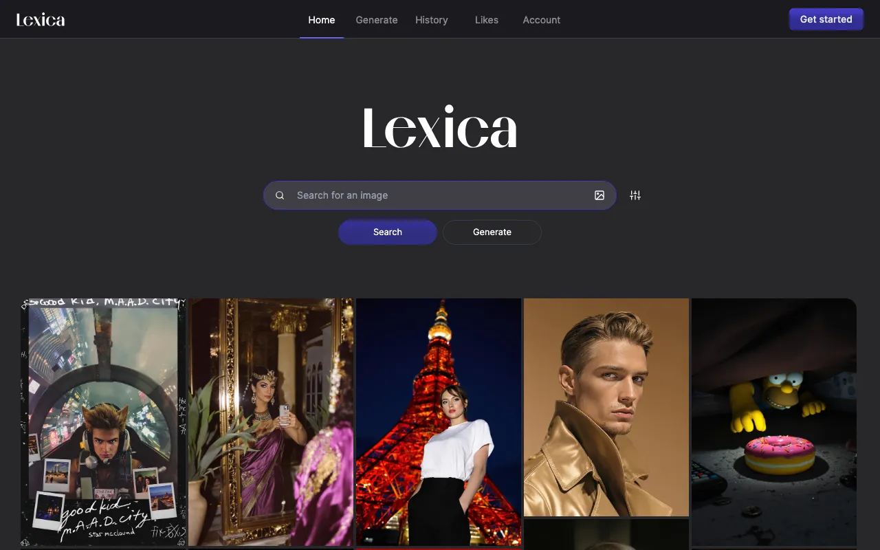 Screenshot of Lexica