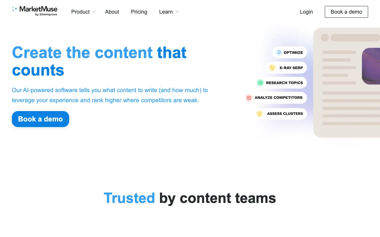 Screenshot of MarketMuse