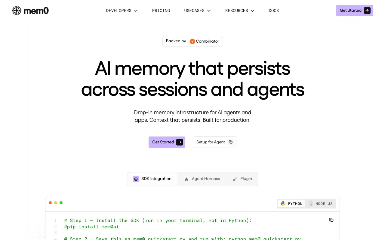 Screenshot of Mem0