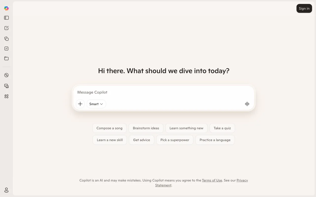 Screenshot of Microsoft Copilot