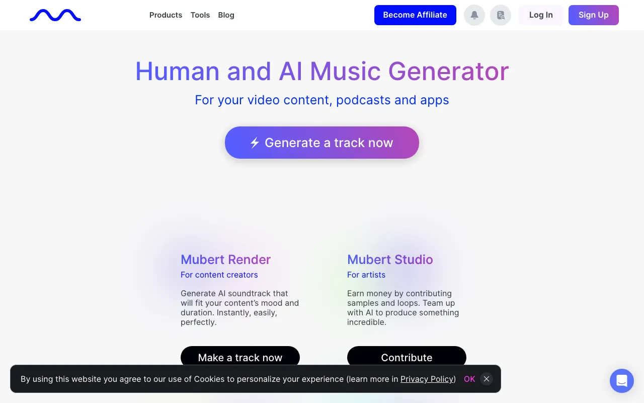 Screenshot of Mubert