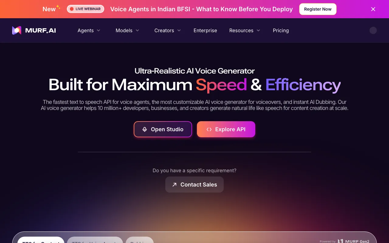 Screenshot of Murf AI