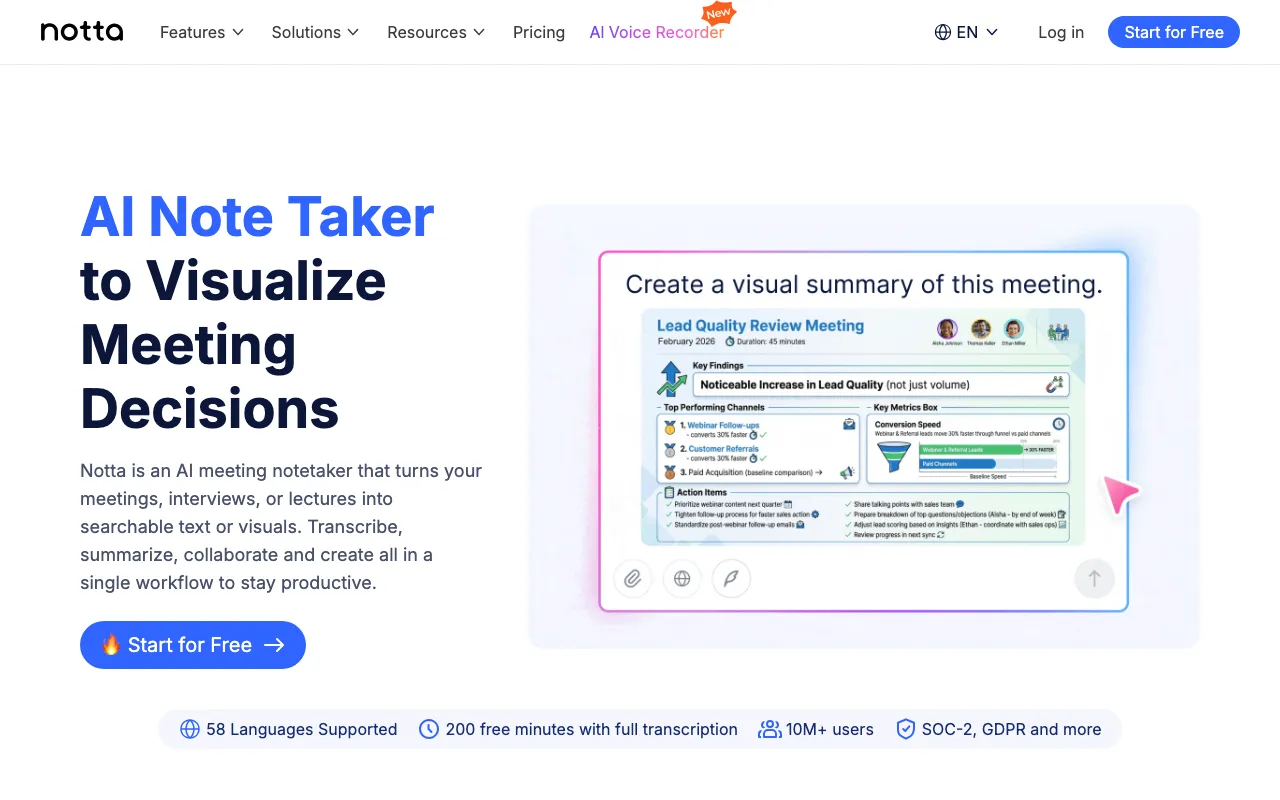 Screenshot of Notta