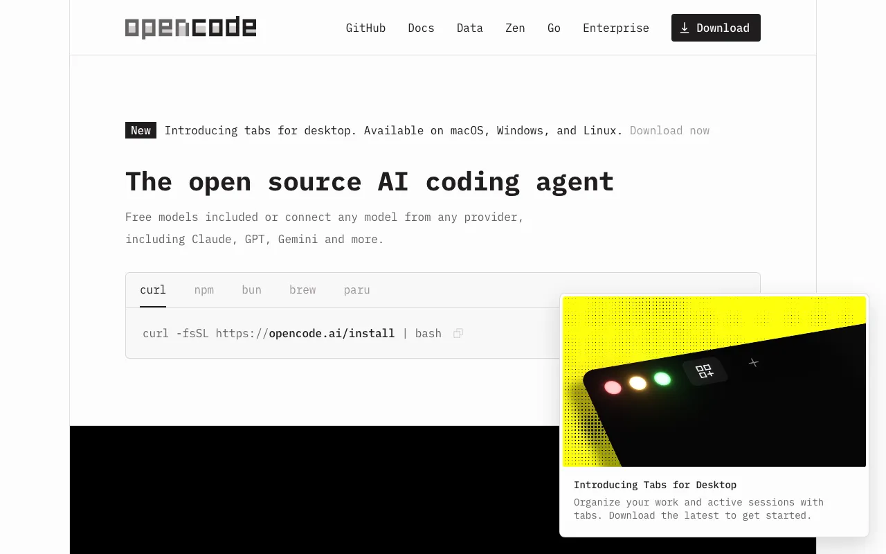 Screenshot of OpenCode