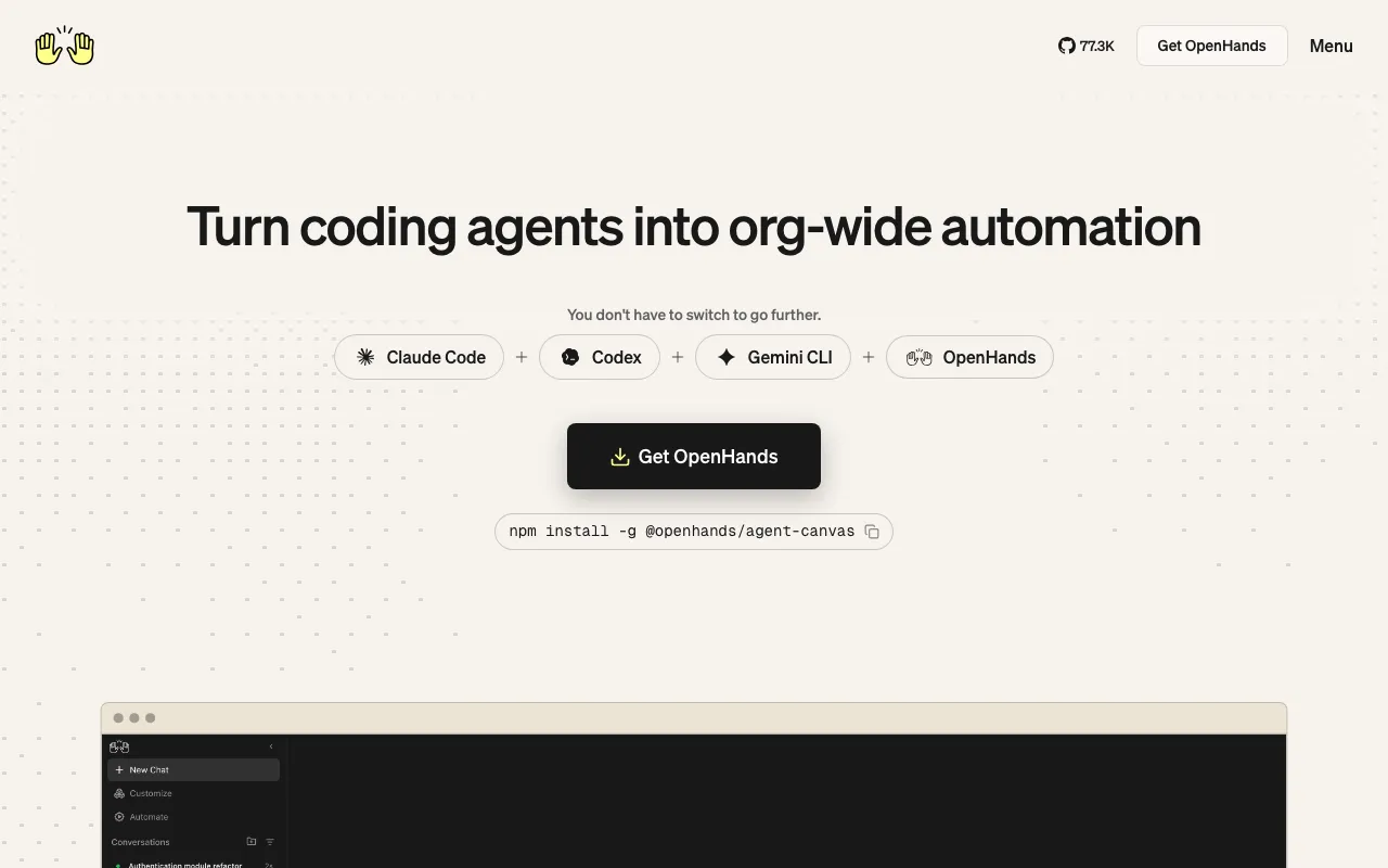 Screenshot of OpenHands
