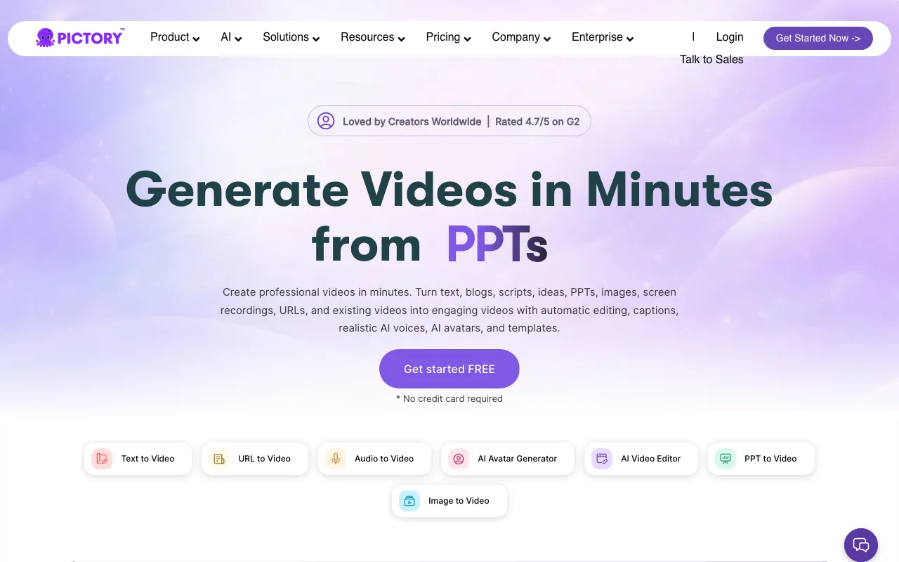 Screenshot of Pictory