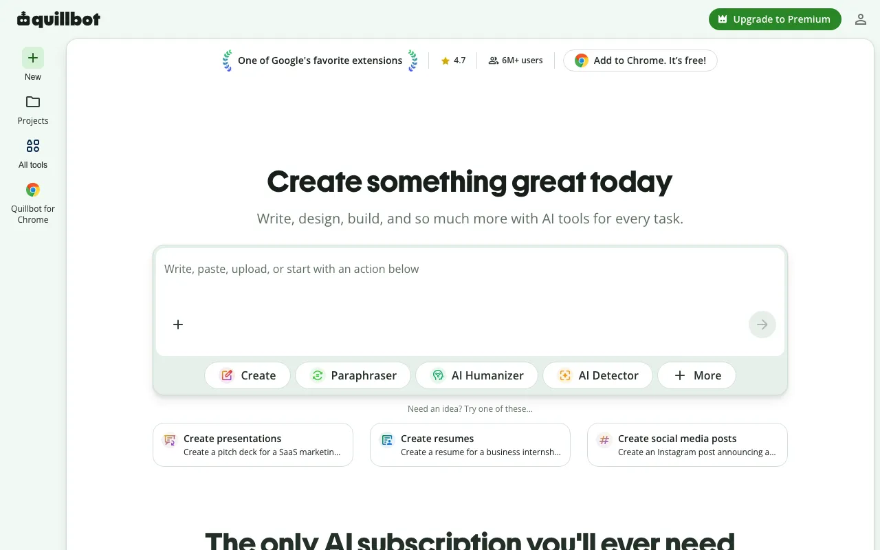 Screenshot of QuillBot