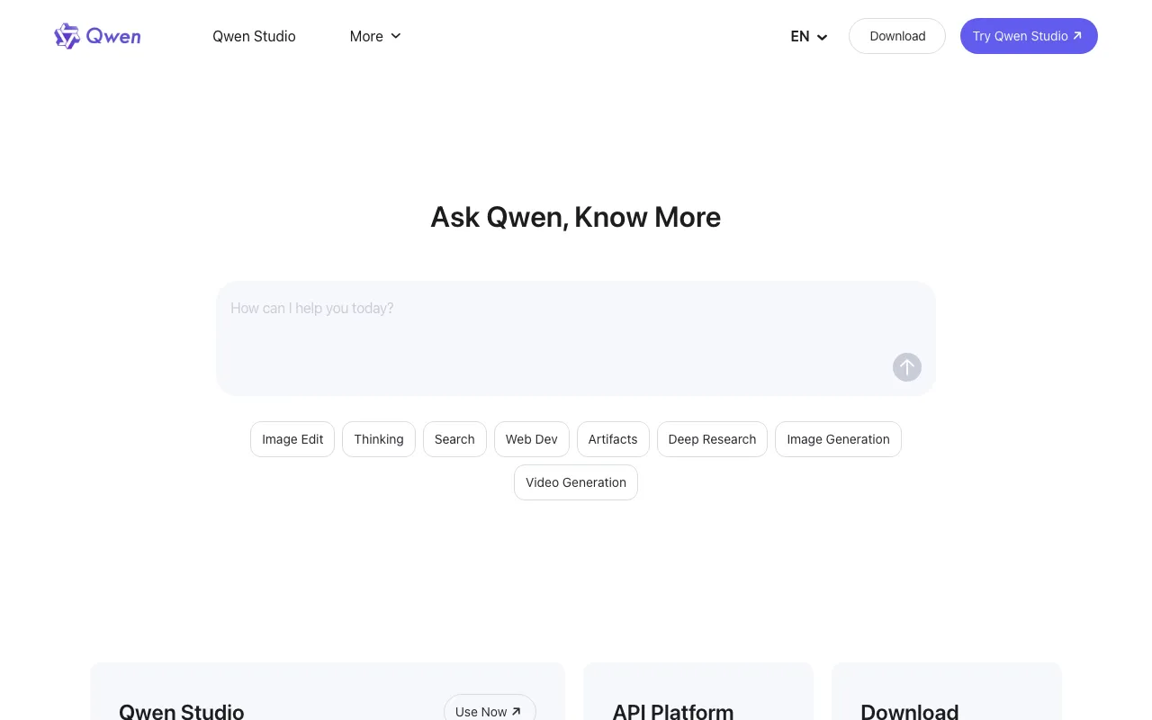 Screenshot of Qwen