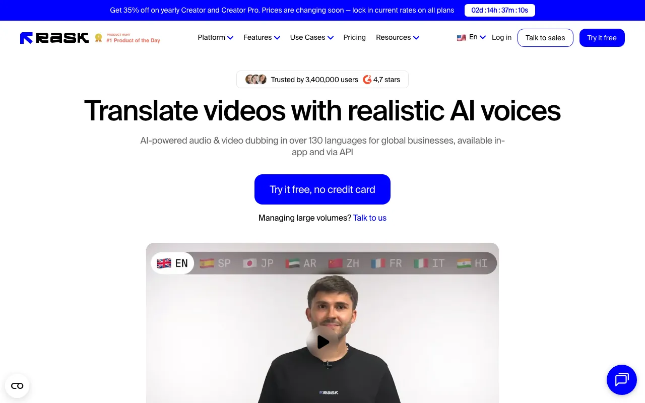 Screenshot of Rask AI