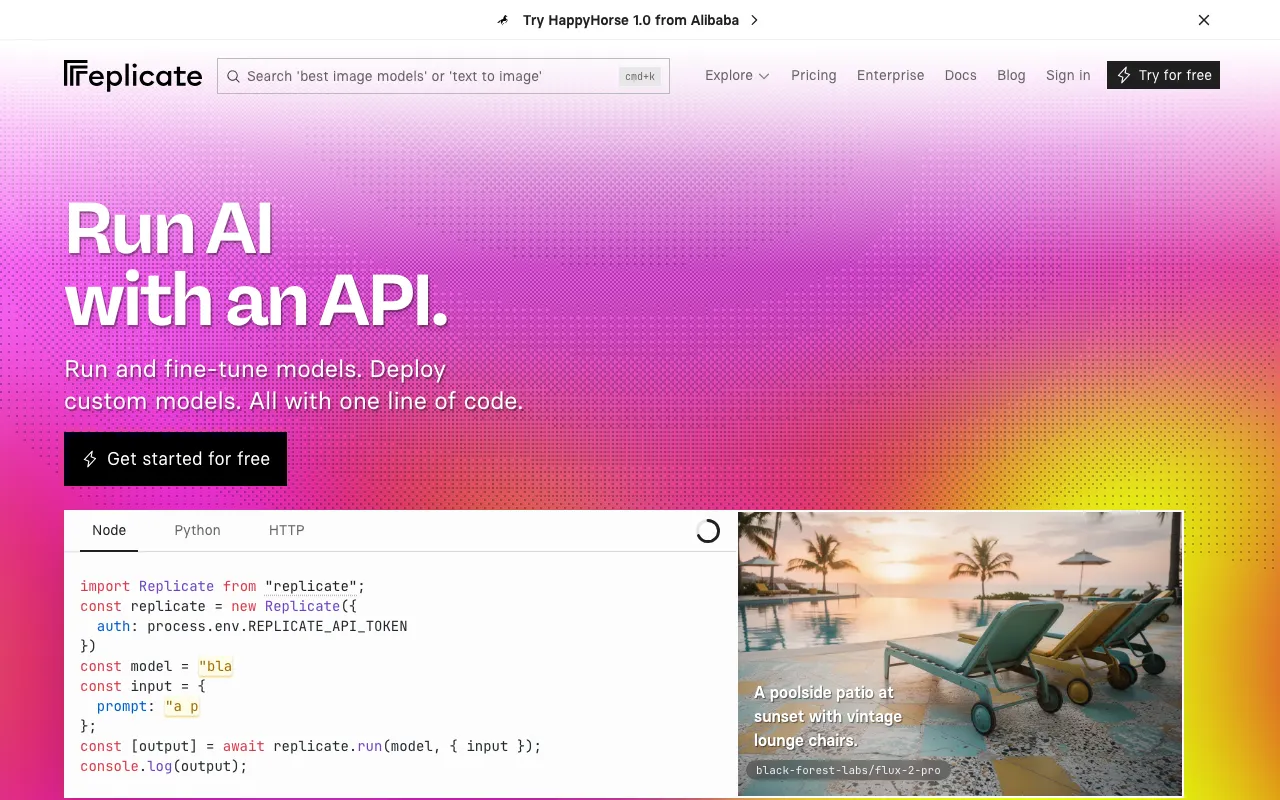 Screenshot of Replicate