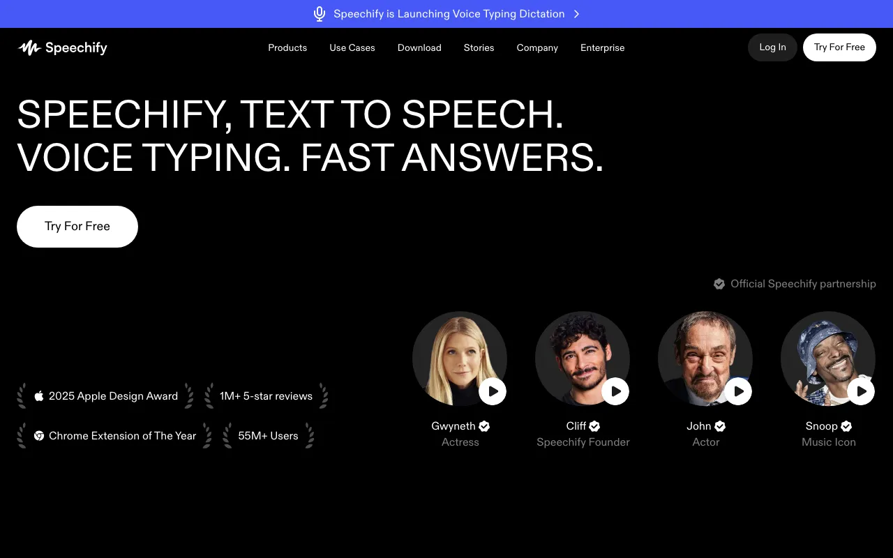 Screenshot of Speechify