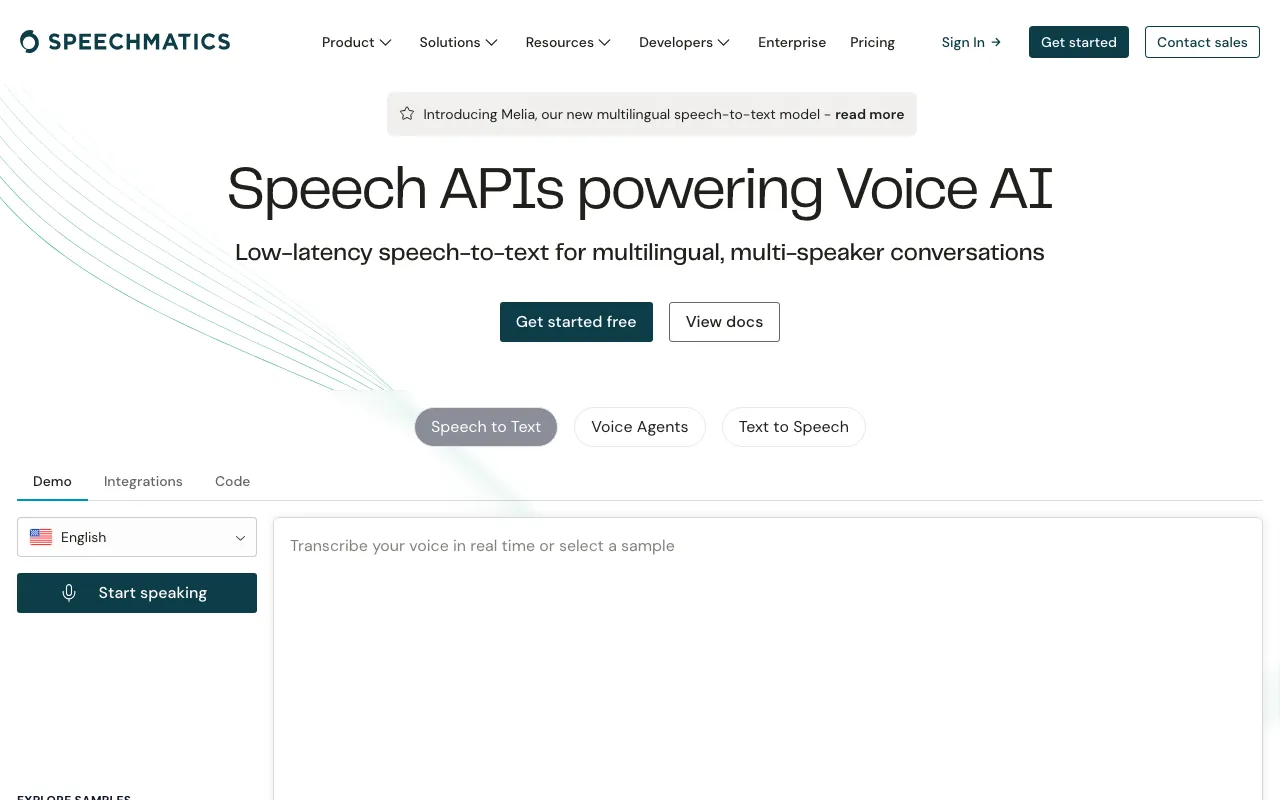 Screenshot of Speechmatics