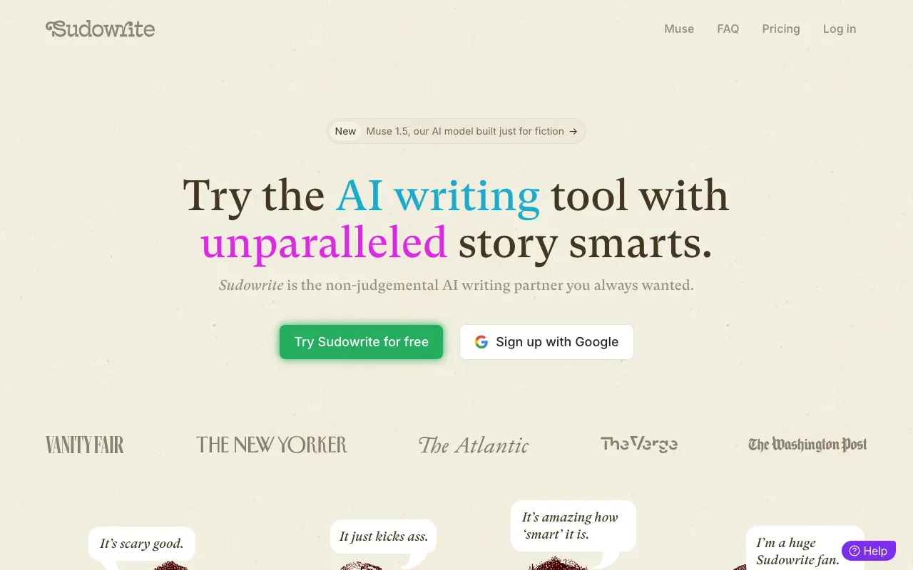 Screenshot of Sudowrite