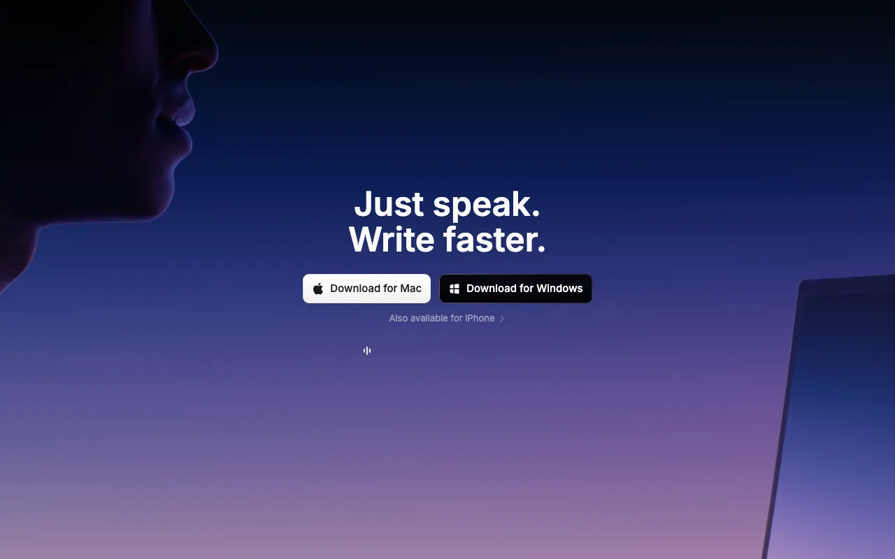 Screenshot of superwhisper