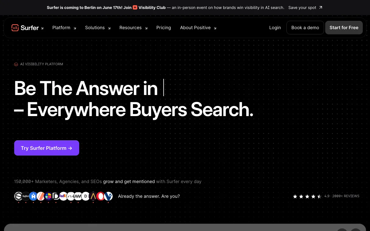 Screenshot of Surfer SEO