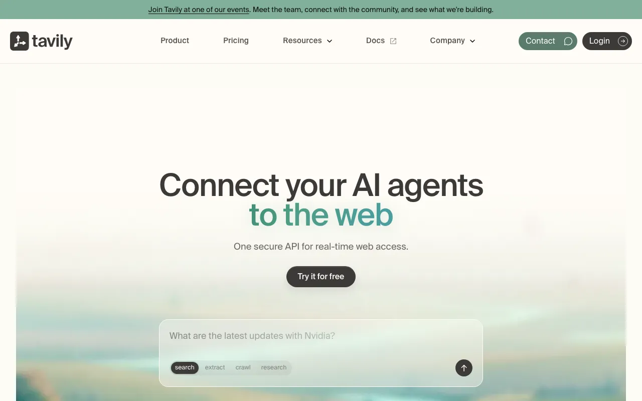 Screenshot of Tavily