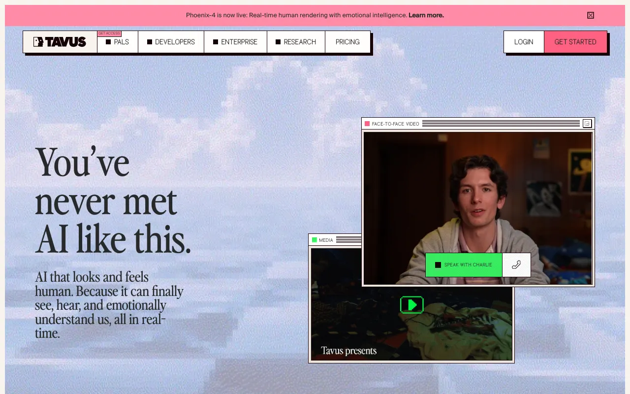Screenshot of Tavus