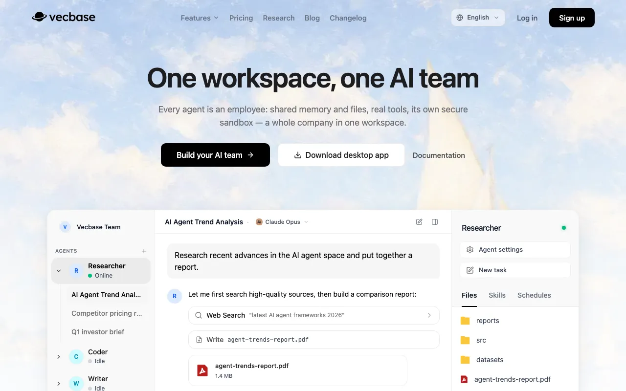 Screenshot of Vecbase
