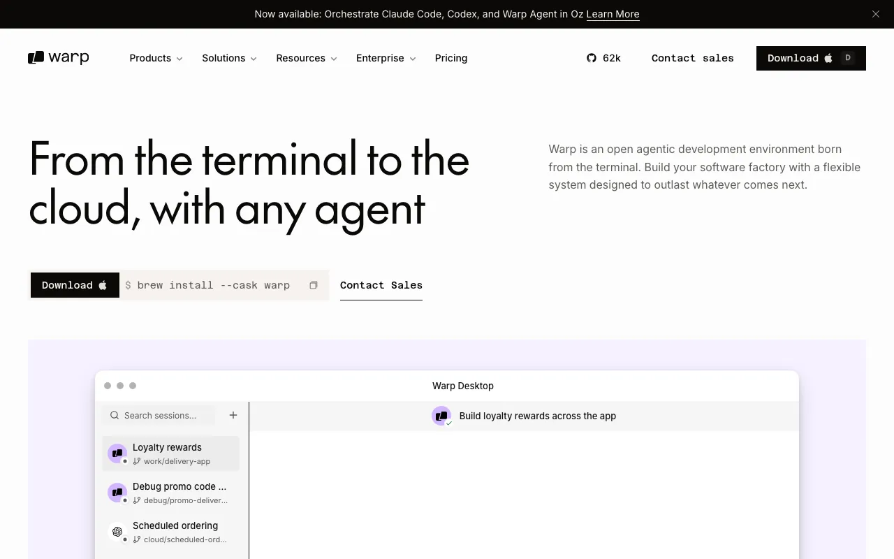 Screenshot of Warp
