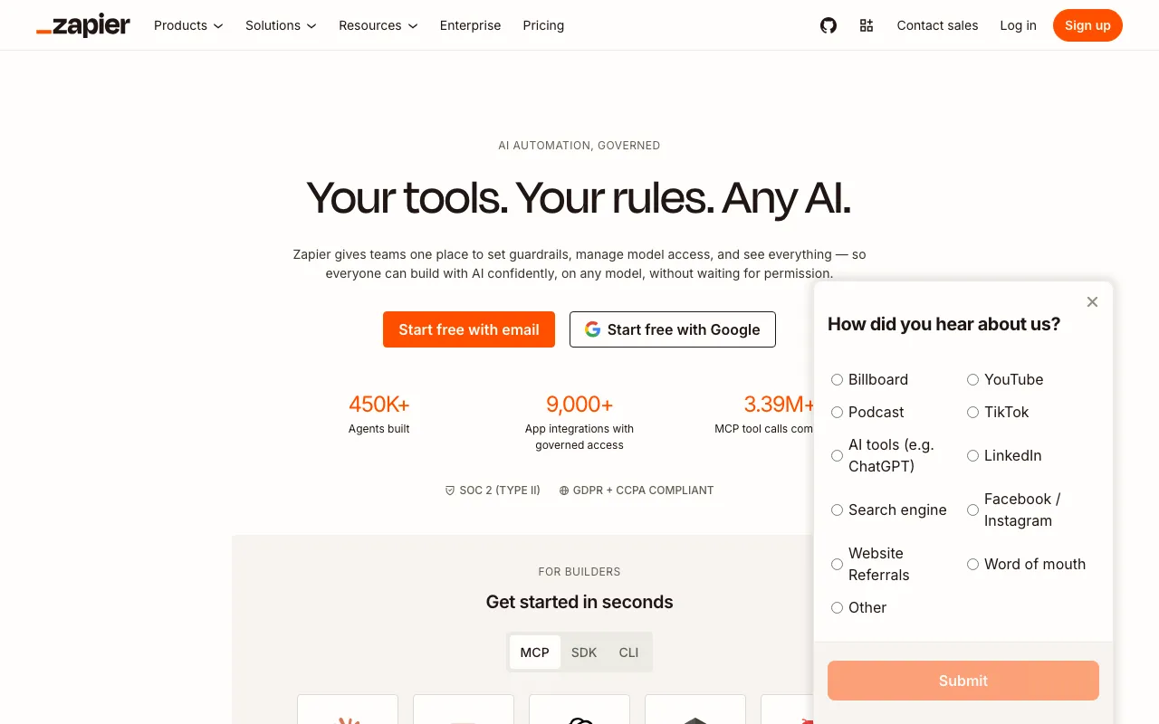 Screenshot of Zapier